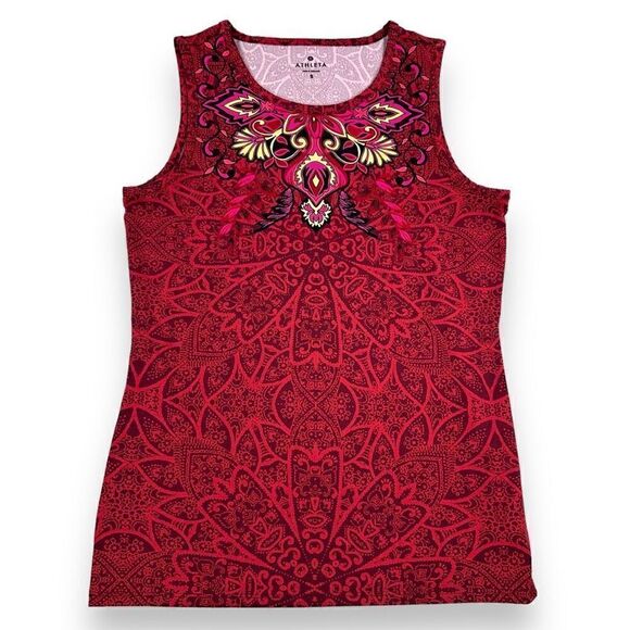Athleta Top Womens Size Small S Red Graphic Tank Top - Picture 1 of 7